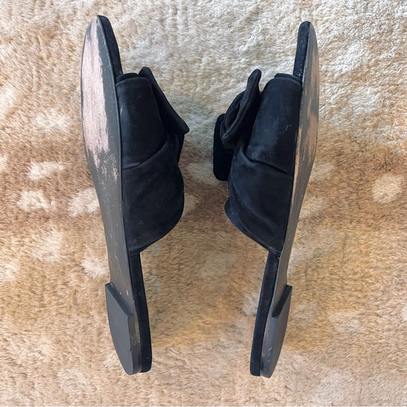 Tory Burch Annabelle Suede Leather Bow Open Toe Slide Sandals In Black Size 7 - Picture 7 of 14